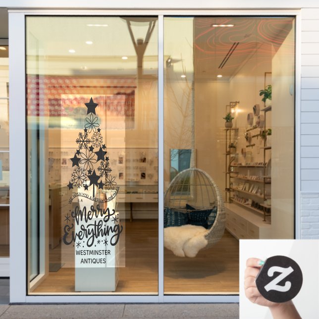 Autocollant Pour Fenêtre Arbre de Noël Salutation Joyeux Tout Personnalisé (Vitrine du magasin)