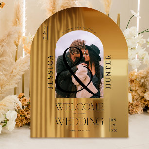 Autocollant Pour Fenêtre Arc de boho moderne photo mariage noir accueil