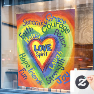 Autocollant Pour Fenêtre Arc-en-ciel Love Heart Art Décoration Clou de fenê