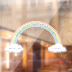 Autocollant Pour Fenêtre Arche arc-en-ciel personnalisée et nuages blancs g