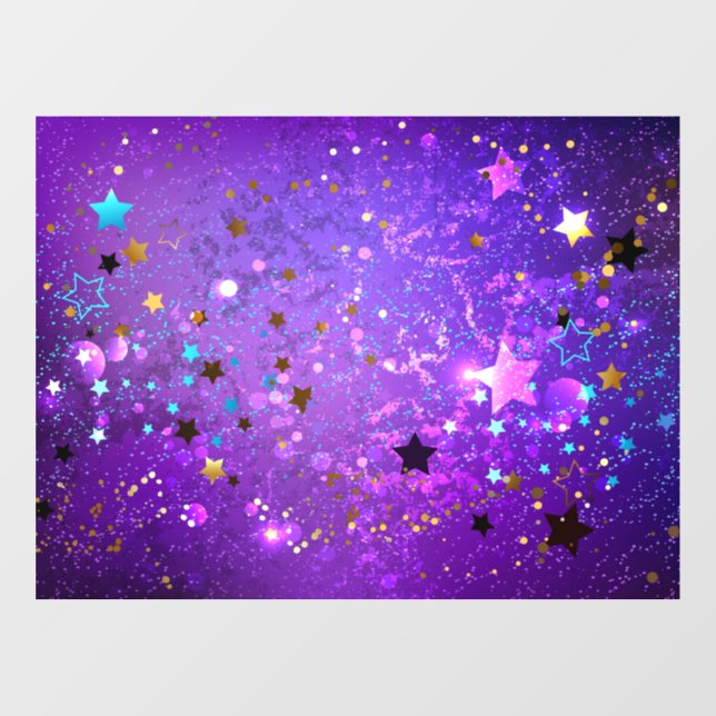 Autocollant Pour Fenêtre Arrière - plan de feuille violet avec étoiles (Feuille)