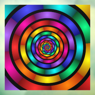 Autocollant Pour Fenêtre Arrondi et psychédélique coloré Art moderne fracta