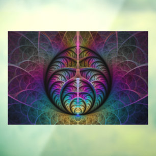 Autocollant Pour Fenêtre Art abstrait fractal coloré et psychédélique