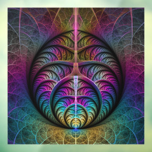 Autocollant Pour Fenêtre Art abstrait fractal coloré et psychédélique