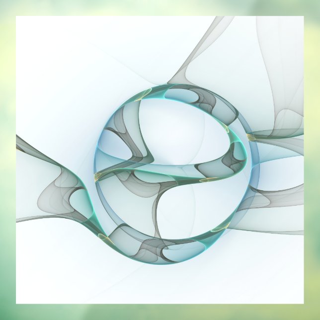 Autocollant Pour Fenêtre Art Abstrait moderne Fractal Bleu Turquoise Gris (Feuille 3)