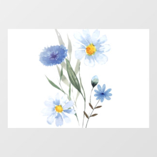 Autocollant Pour Fenêtre Art aquarelle florale bleue | Élégant bouquet de f
