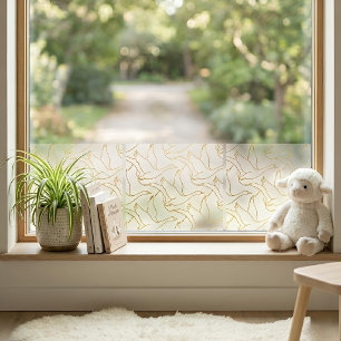 Autocollant Pour Fenêtre Art Déco filigrane d'or   Oie Crème Antique