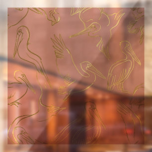 Autocollant Pour Fenêtre Art Déco Filigrane d'Or   Pélican Quartz Rose