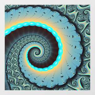 Autocollant Pour Fenêtre Art fractal abstrait bleu turquoise orange Spirale
