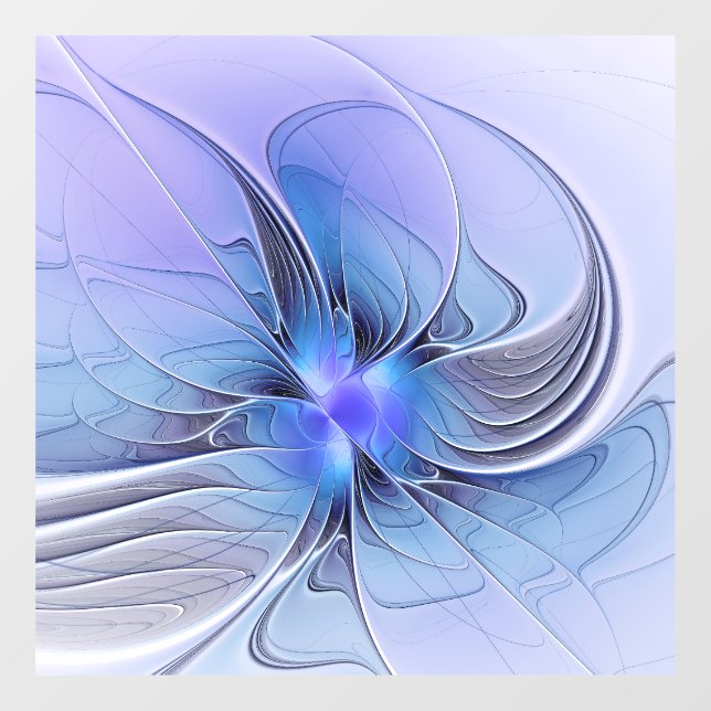 Autocollant Pour Fenêtre Art fractal moderne abstrait bleu lavande (Feuille)