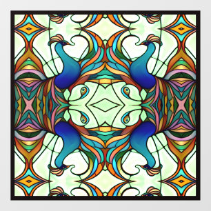 Autocollant Pour Fenêtre Art Nouveau Coloré Peacock Faux Verre Trait