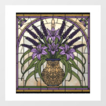 Art Nouveau floral en verre coloré