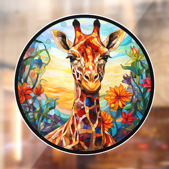 Autocollant Pour Fenêtre Art numérique de girafe en verre tendu (Feuille 2)