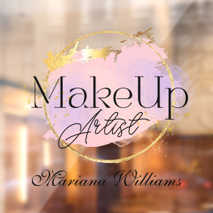 Autocollant Pour Fenêtre artiste de maquillage logo rose or stylé