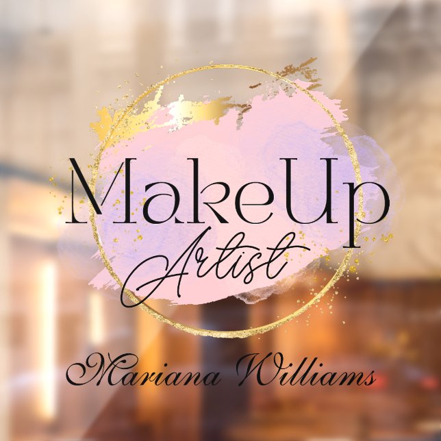 Autocollant Pour Fenêtre artiste de maquillage rose or logo élégant (Feuille 2)