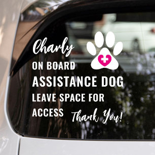 Autocollant Pour Fenêtre Assistance Chien à bord Pink Médicale LogCar