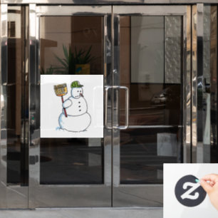 Autocollant Pour Fenêtre Attachement de fenêtre de Broom Snowman