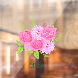 Autocollant Pour Fenêtre Autocollant de fenêtre Roses et Dahlias