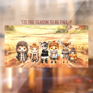 Autocollant Pour Fenêtre Automne Amis mignons Animaux Nom Fenêtre Clouer