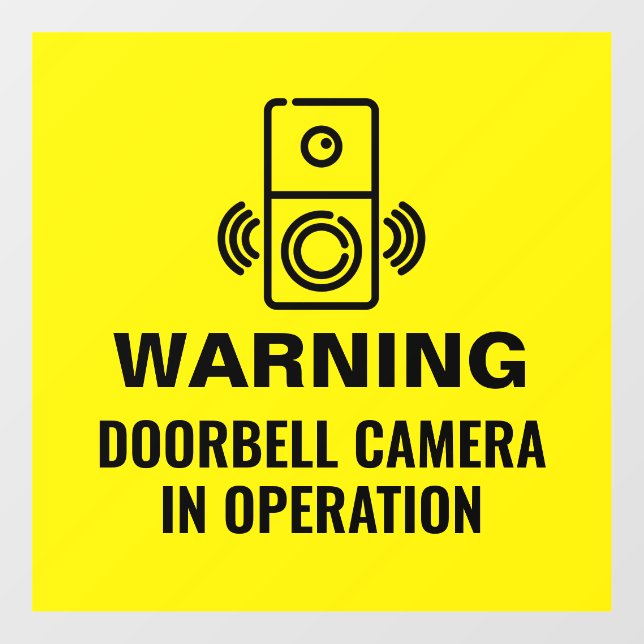Autocollant Pour Fenêtre Avertissement Caméra Doorbell En Fonctionnement (Feuille)