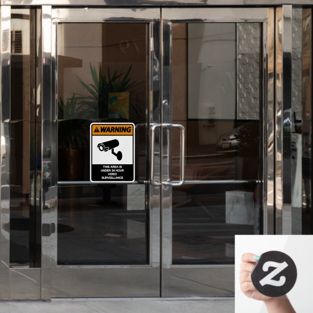 Autocollant Pour Fenêtre Avertissement Zone Sous Surveillance 24 Heures sur (Porte de bureau)