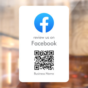 Autocollant Pour Fenêtre Avis Facebook   Code QR Entreprise Minimal Blanc