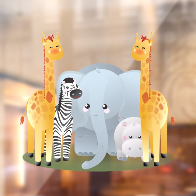 Autocollant Pour Fenêtre Baby Jungle Animaux (Feuille 2)