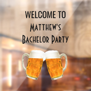 Autocollant Pour Fenêtre Bachelor Party Bier Cheers Affiche de bienvenue
