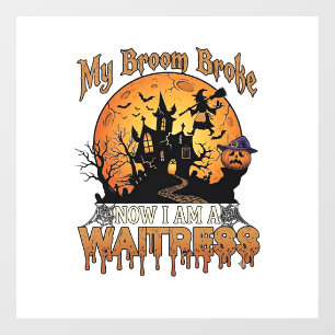 Autocollant Pour Fenêtre Balai Cassé Serveuse Halloween Sorcière Maison Han