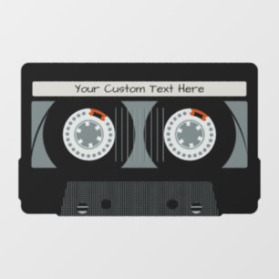 Autocollant Pour Fenêtre Bande Casette Retro texte personnalisé