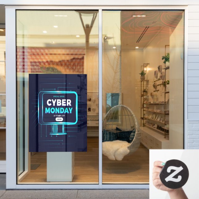 Autocollant Pour Fenêtre Bannière de vente personnalisée pour le Cyber Mond (Vitrine du magasin)
