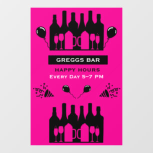 Autocollant Pour Fenêtre Bar et pub de Happy Hour