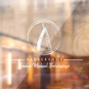 Autocollant Pour Fenêtre Barber Razor Simple White Logo Business