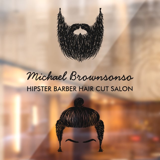 Autocollant Pour Fenêtre Barber Shop hipster barbe moustache affaires (Feuille 2)