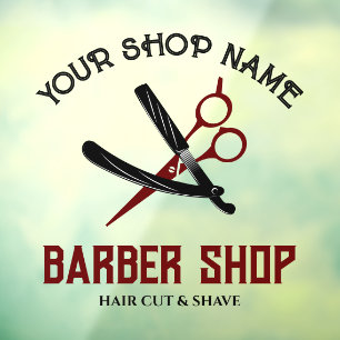 Autocollant Pour Fenêtre Barbershop Custom Walk In Window Cling