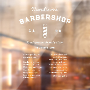 Autocollant Pour Fenêtre Barbershop moderne Barber's Pole Heures Service