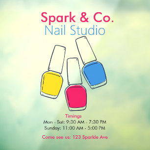 Autocollant Pour Fenêtre Barre à Ongles Moderne   Studio d'Ongles Colorés