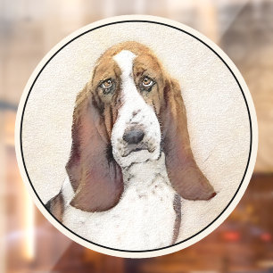 Autocollant Pour Fenêtre Basset Hound Peinture - Cute Original Chien Art