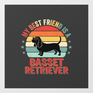 Autocollant Pour Fenêtre Basset Retriever Rétro Coucher de soleil Chien