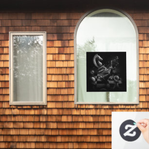 Autocollant Pour Fenêtre Bataille aux échecs dramatique - Chevalier contre 