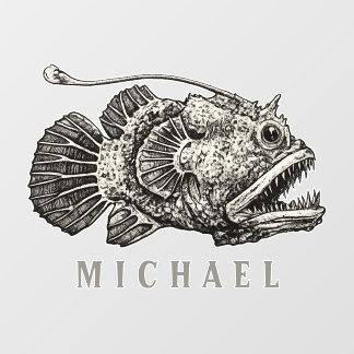 Autocollant Pour Fenêtre Baud Poisson Pêcheur Poisson de Mer Profond Nom Pe