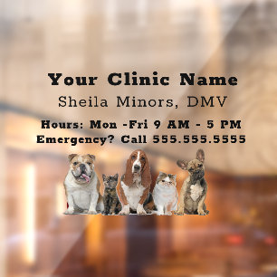 Autocollant Pour Fenêtre Beau Chiens heureux et Vétérinaire de chat 