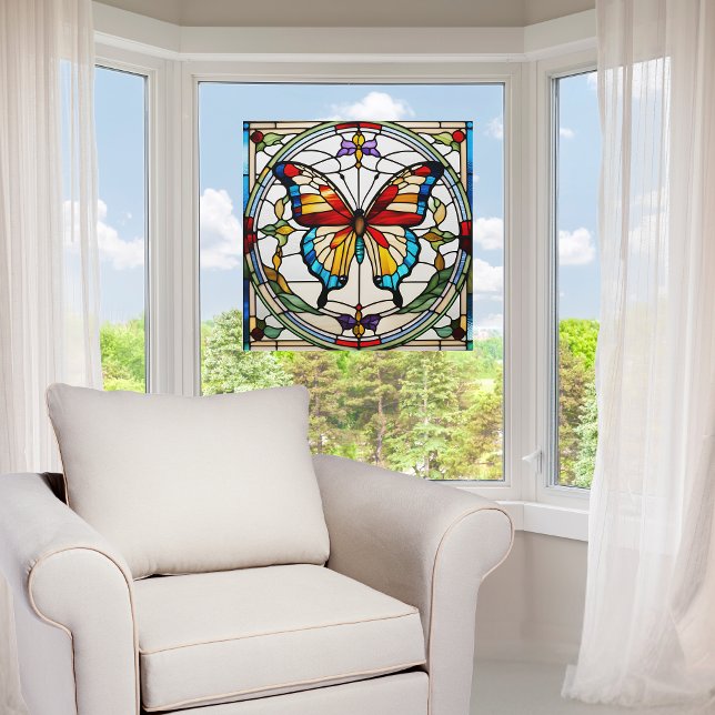 Autocollant Pour Fenêtre Beau Papillon Faux Verre Trait (Créateur téléchargé)