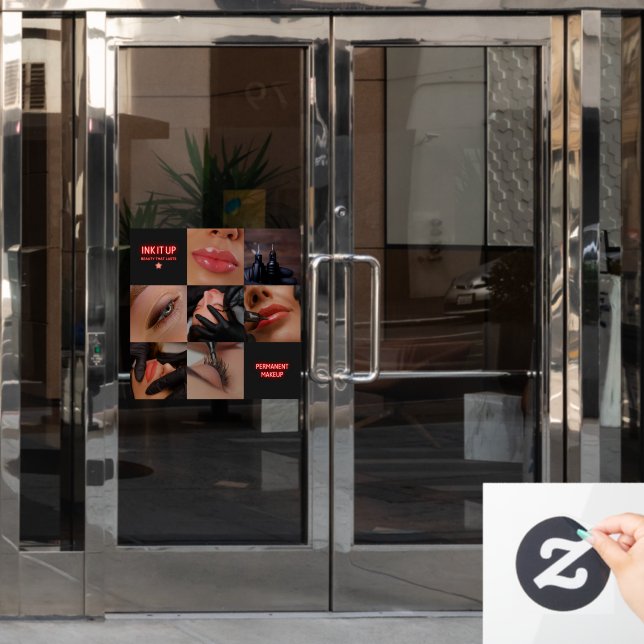 Autocollant Pour Fenêtre Beauté esthétique foncée Salon de maquillage perma (Porte de bureau)