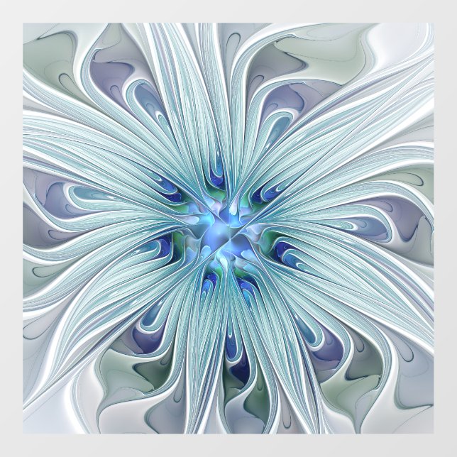 Autocollant Pour Fenêtre Beauté florale Abstraite moderne Blue Pastel Flowe (Feuille)