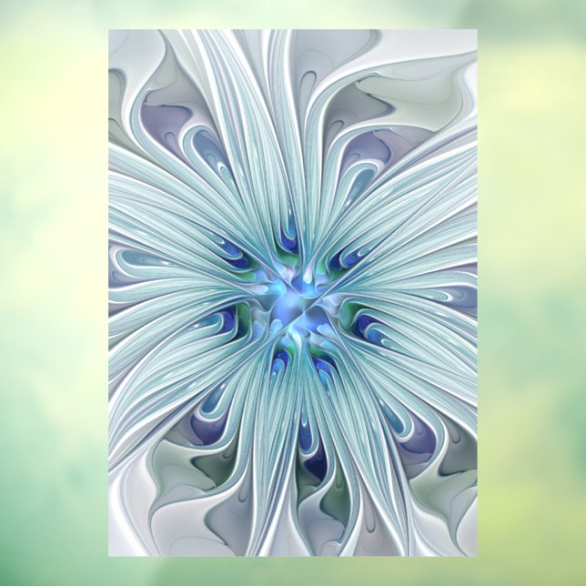 Autocollant Pour Fenêtre Beauté florale Abstraite moderne Blue Pastel Flowe (Feuille 3)