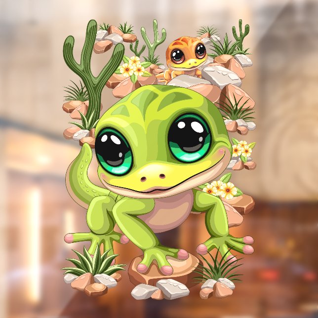 Autocollant Pour Fenêtre Bébé Geckos jote personnages de dessin (Feuille 2)