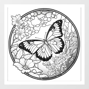 Autocollant Pour Fenêtre Belle fenêtre de coloration papillon