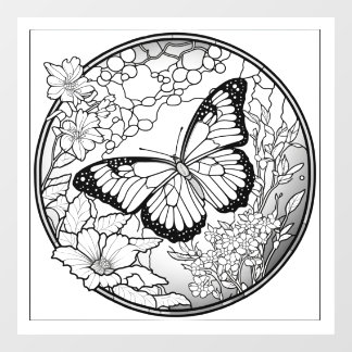 Autocollant Pour Fenêtre Belle fenêtre de coloration papillon
