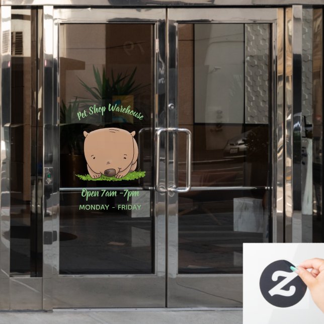 Autocollant Pour Fenêtre Belle illustration de dessin animé de bébé wombat (Porte de bureau)
